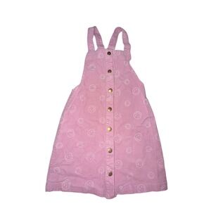 Tahari Jumper Dress 7 Pink Smiley Face Corduroy Pinafore Retro Happy Face Kids